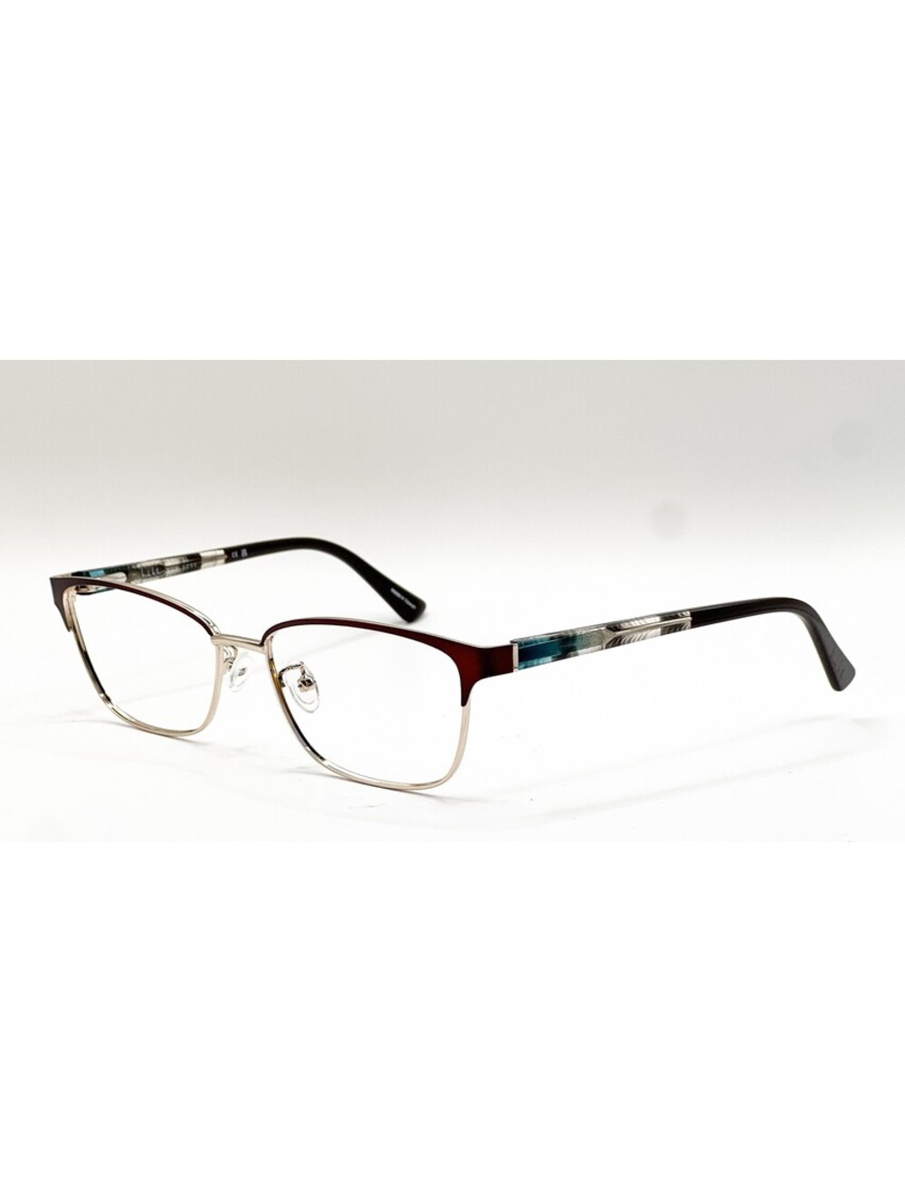 Nicole Miller Bristol C02 Brown Gold Rectangle Eyeglass Frames 58-17-140